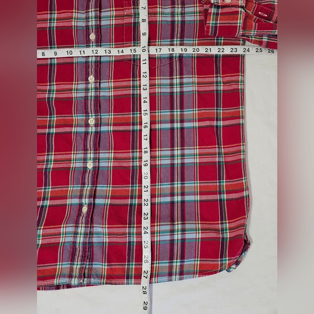 Ralph Lauren LRL Plaid Button Down Shirt XL Red Cotton Classic Preppy - Picture 4 of 6